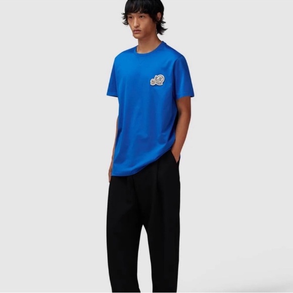 Moncler T-shirt Maglia Blue Men's Sz Medium 100% Authentic - Picture 2 of 10